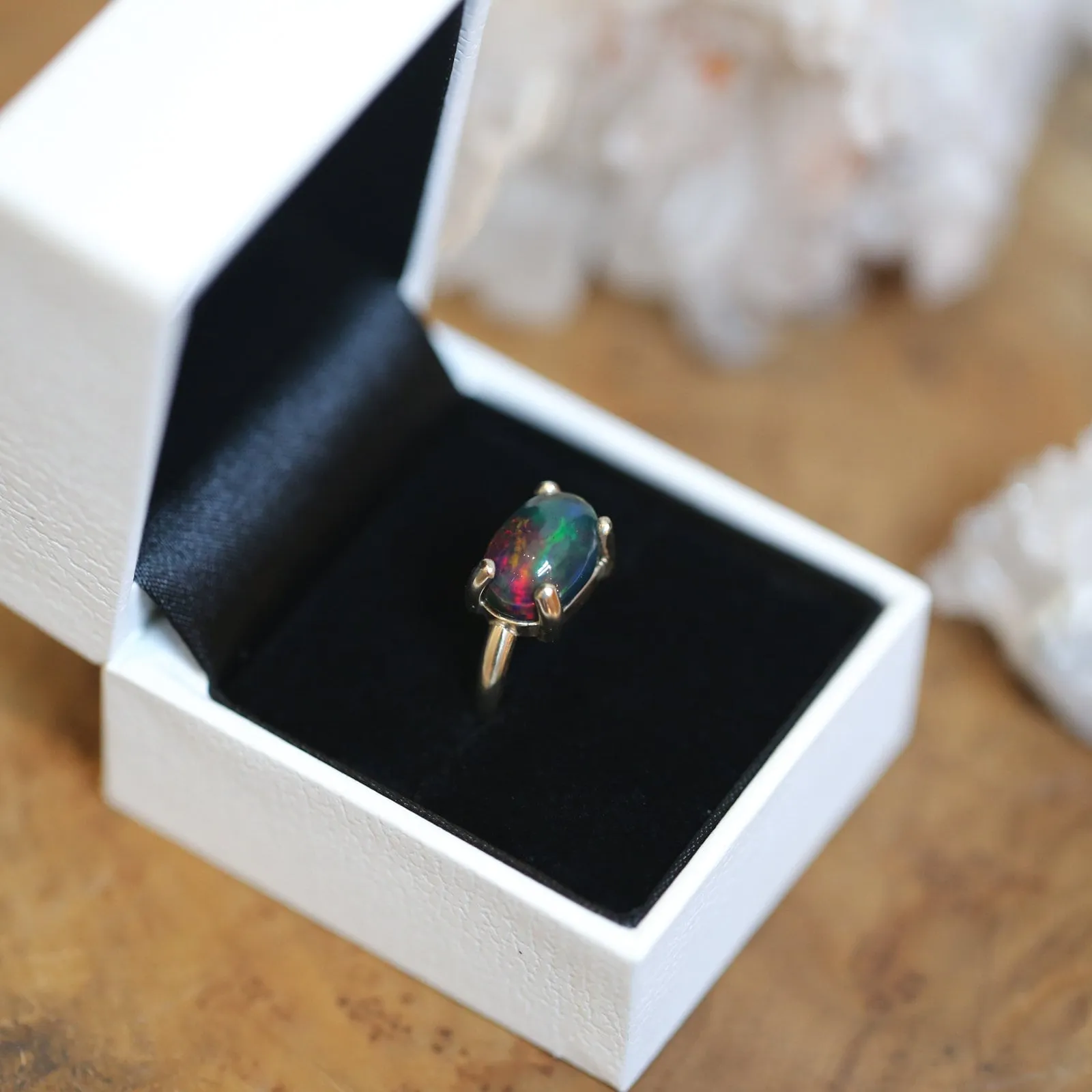 Ethiopian Opal Ring - 14K Opal Ring - Gold Prong Ring - October Birthstone - Goldsmith