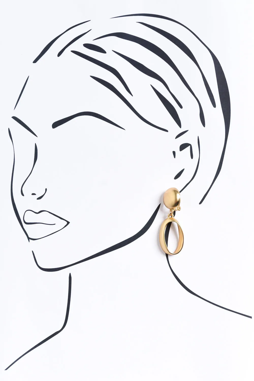 Evolet Gold Oval Clip On Earrings