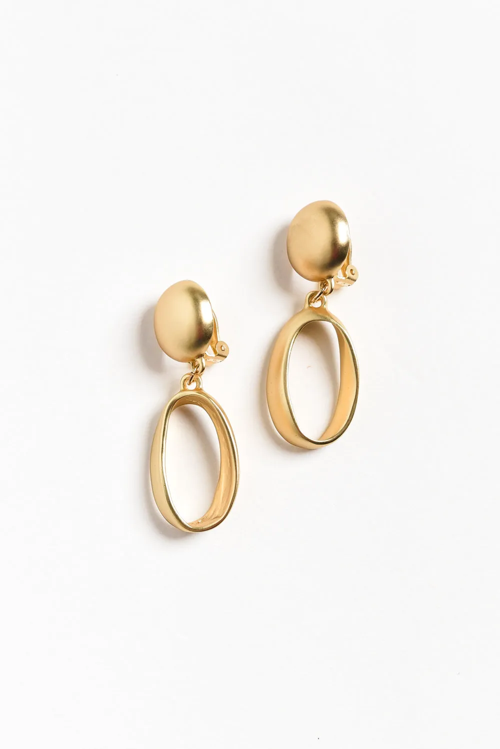 Evolet Gold Oval Clip On Earrings