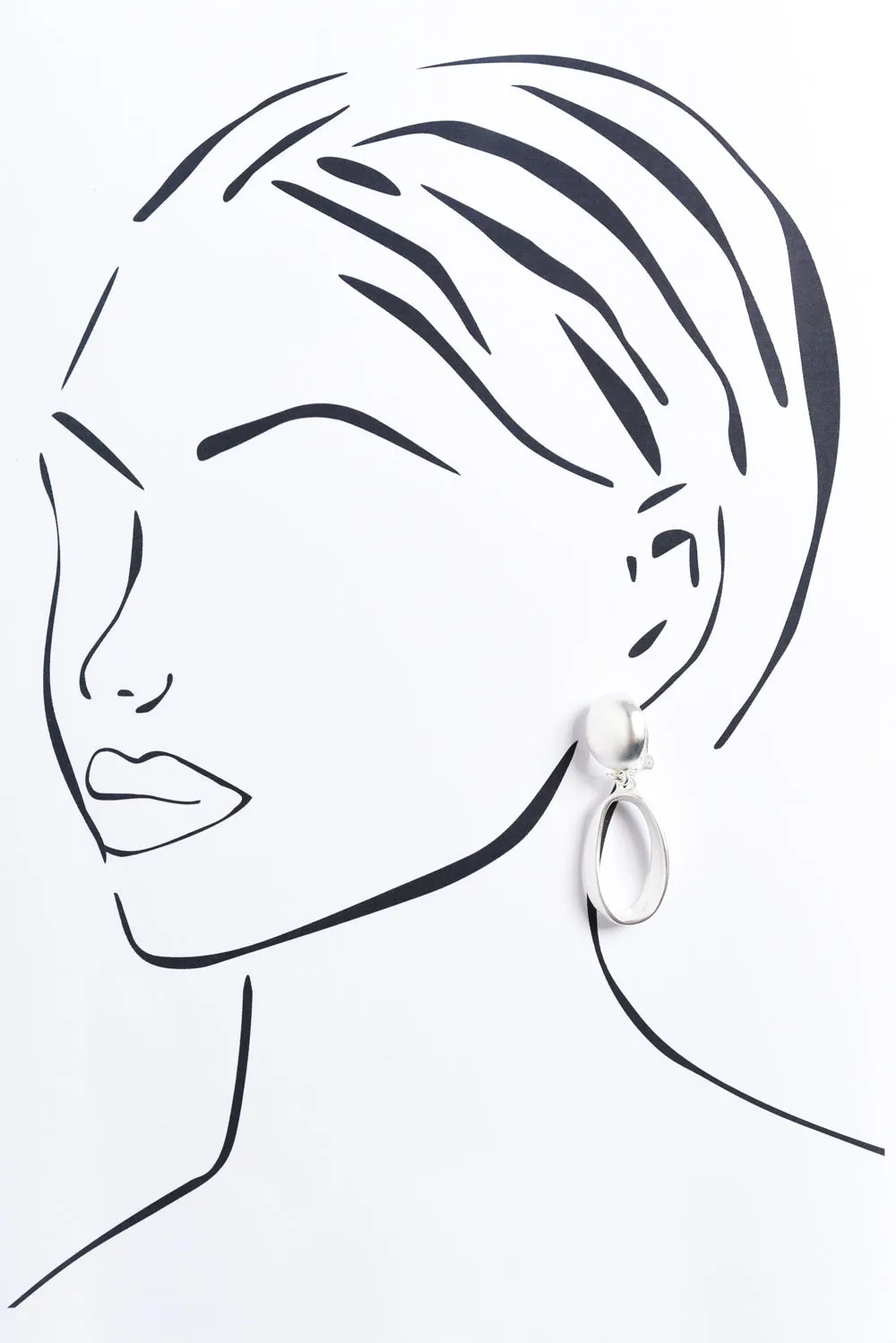 Evolet Silver Oval Clip On Earrings