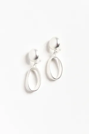 Evolet Silver Oval Clip On Earrings