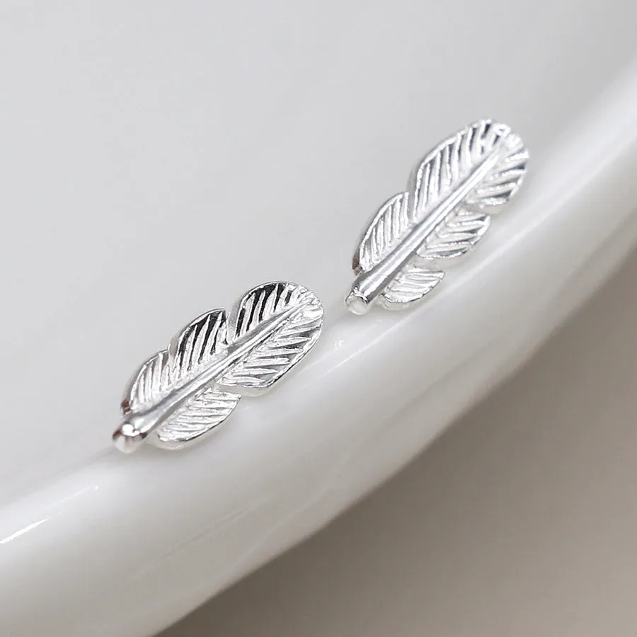 Feather Silver Studs