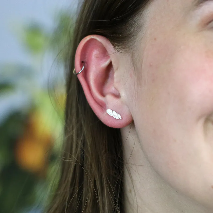 Feather Silver Studs