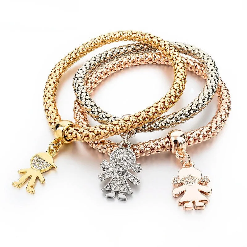 Girls Charm Bracelets Bangles Gold/Silver Plated Friendship Bracelets Bijioux Pendant Bracelet Pulseira Feminina