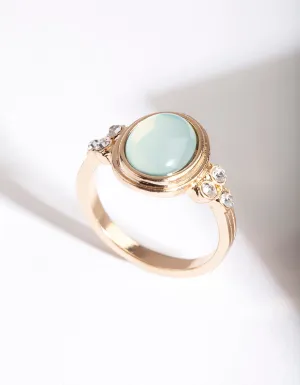 Gold Oval Diamante Ring