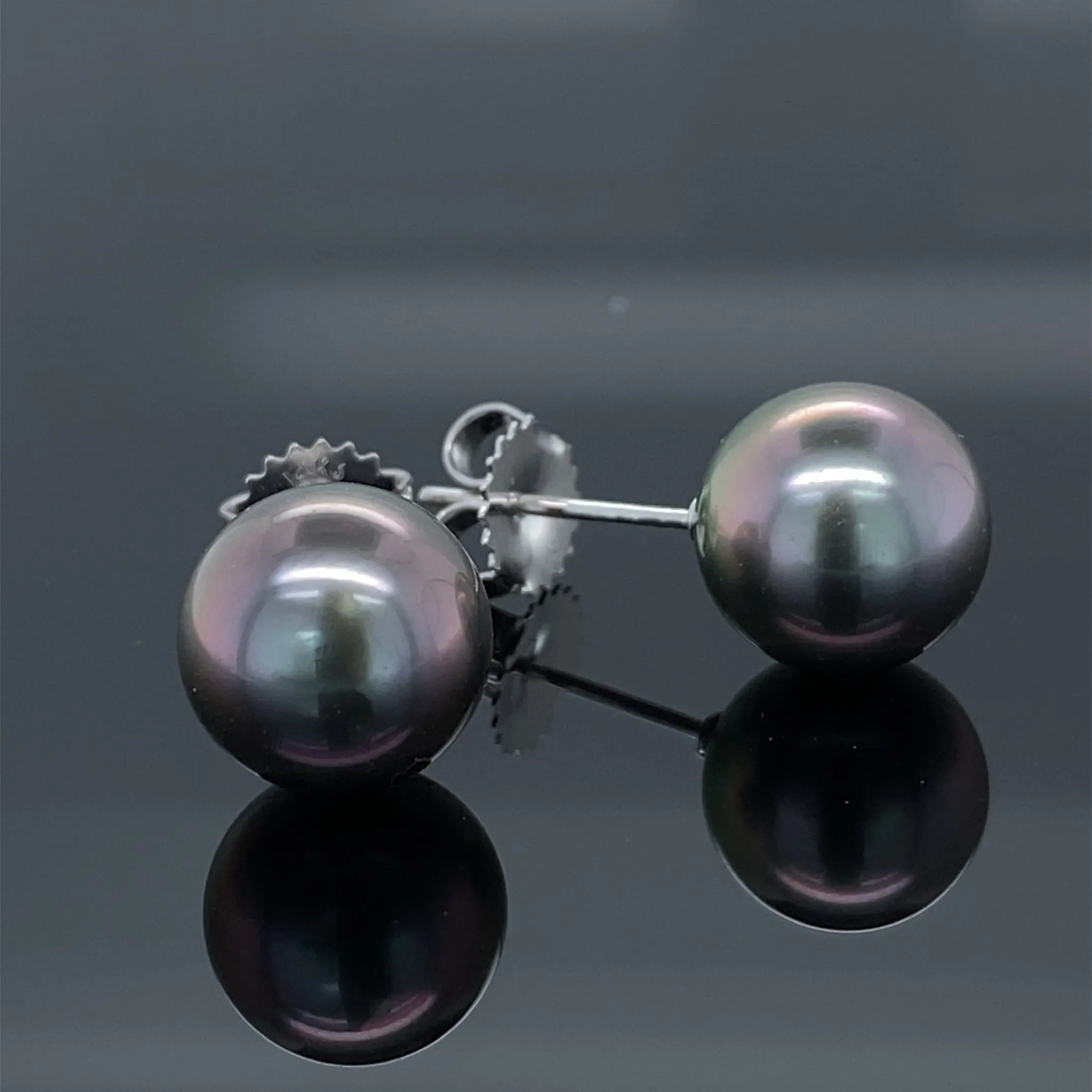 Grey Pink Tahitian Pearl Stud Earrings