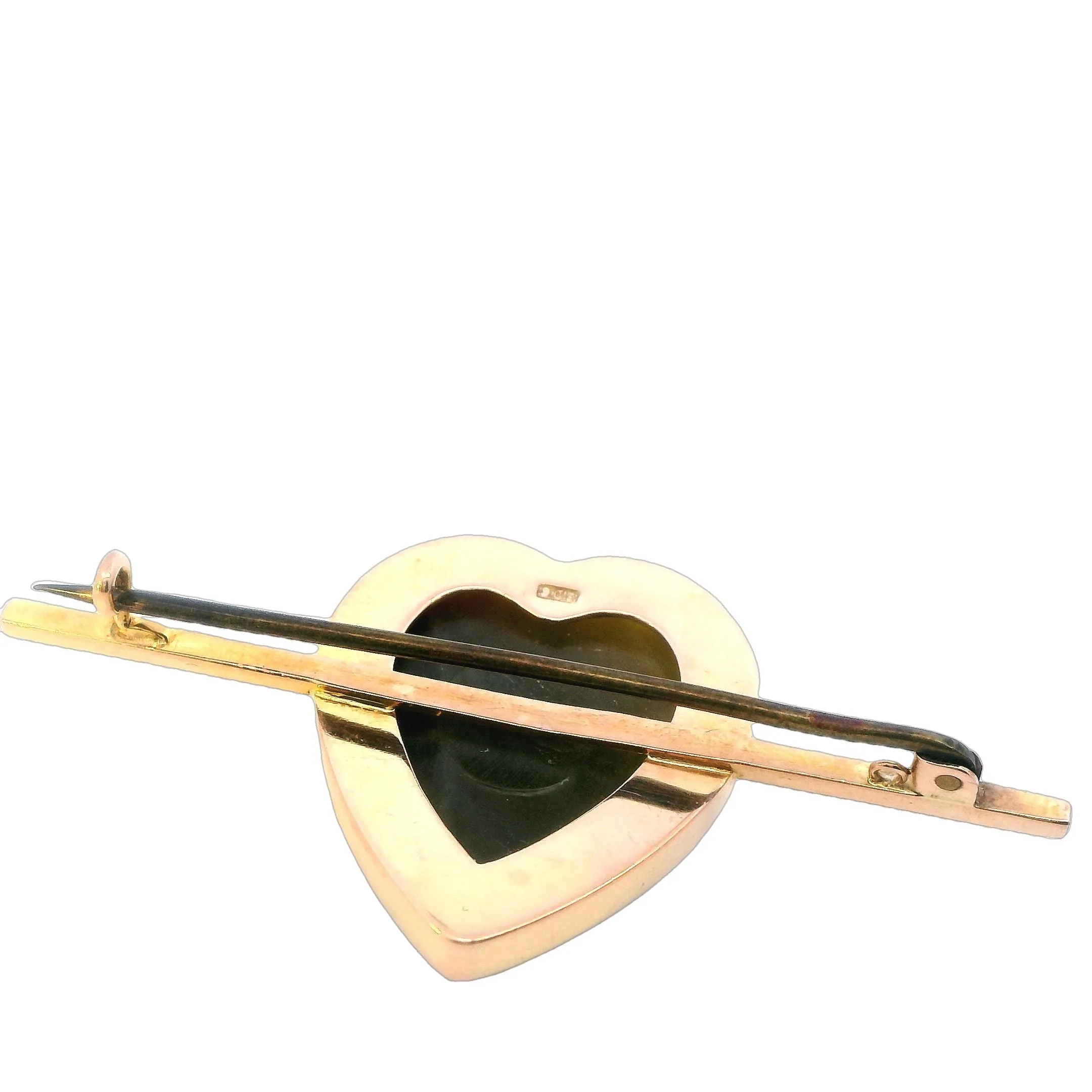 Handmade Heart Shaped Marble Onyx Bar Brooch