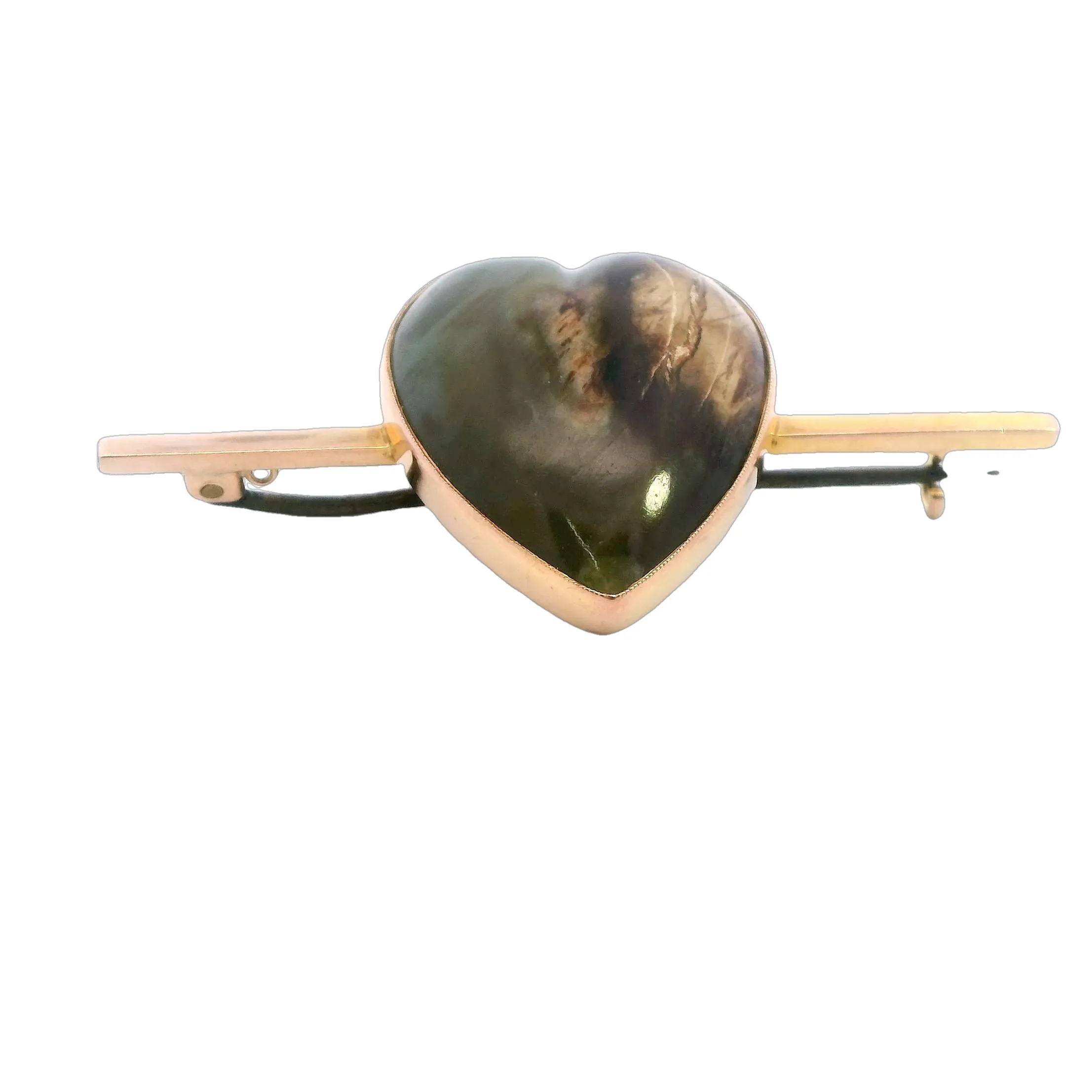 Handmade Heart Shaped Marble Onyx Bar Brooch