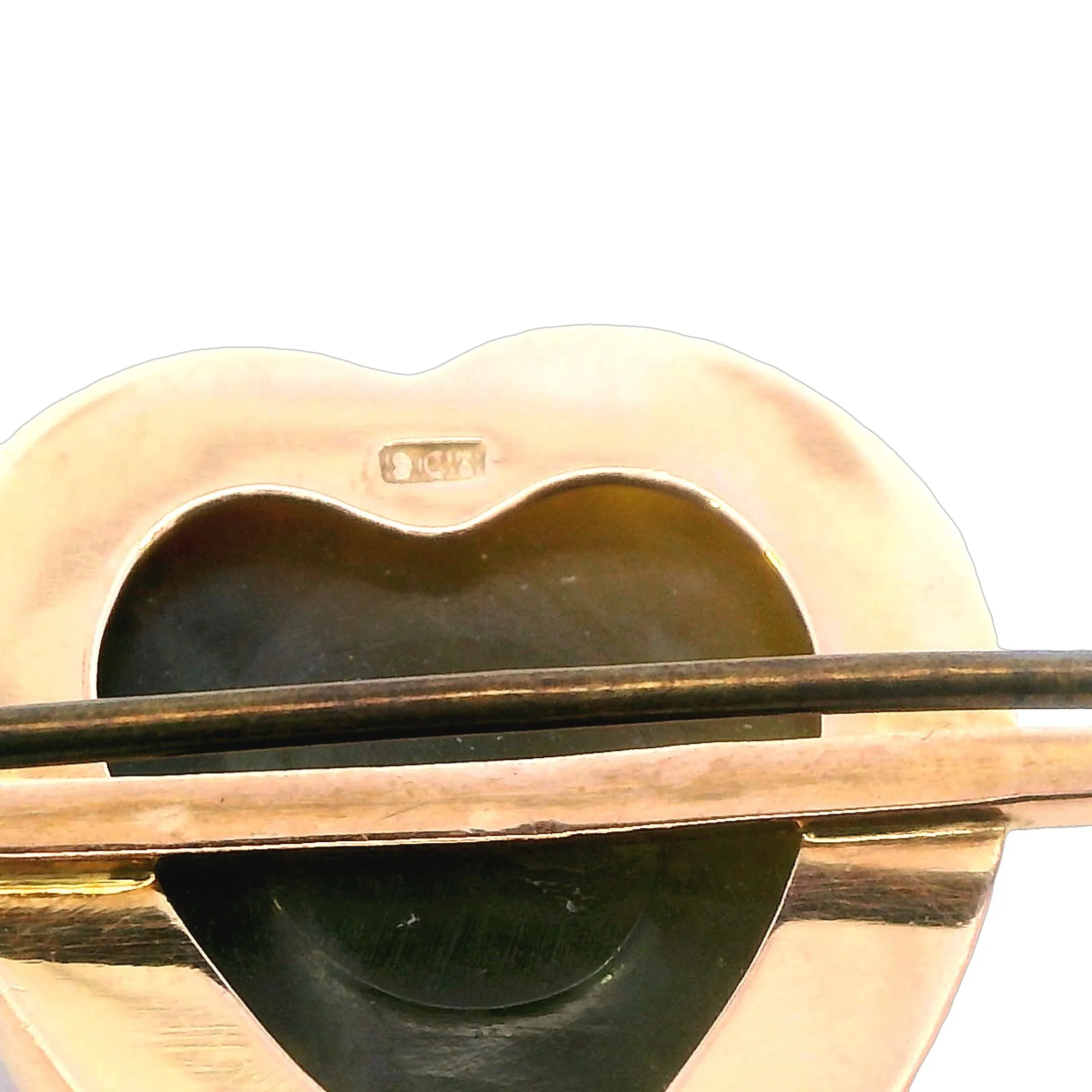 Handmade Heart Shaped Marble Onyx Bar Brooch