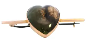 Handmade Heart Shaped Marble Onyx Bar Brooch