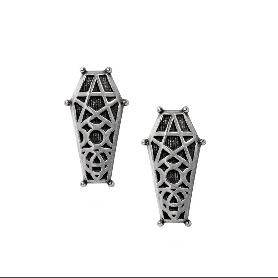 Hex Coffin Earrings - Studs - Pair