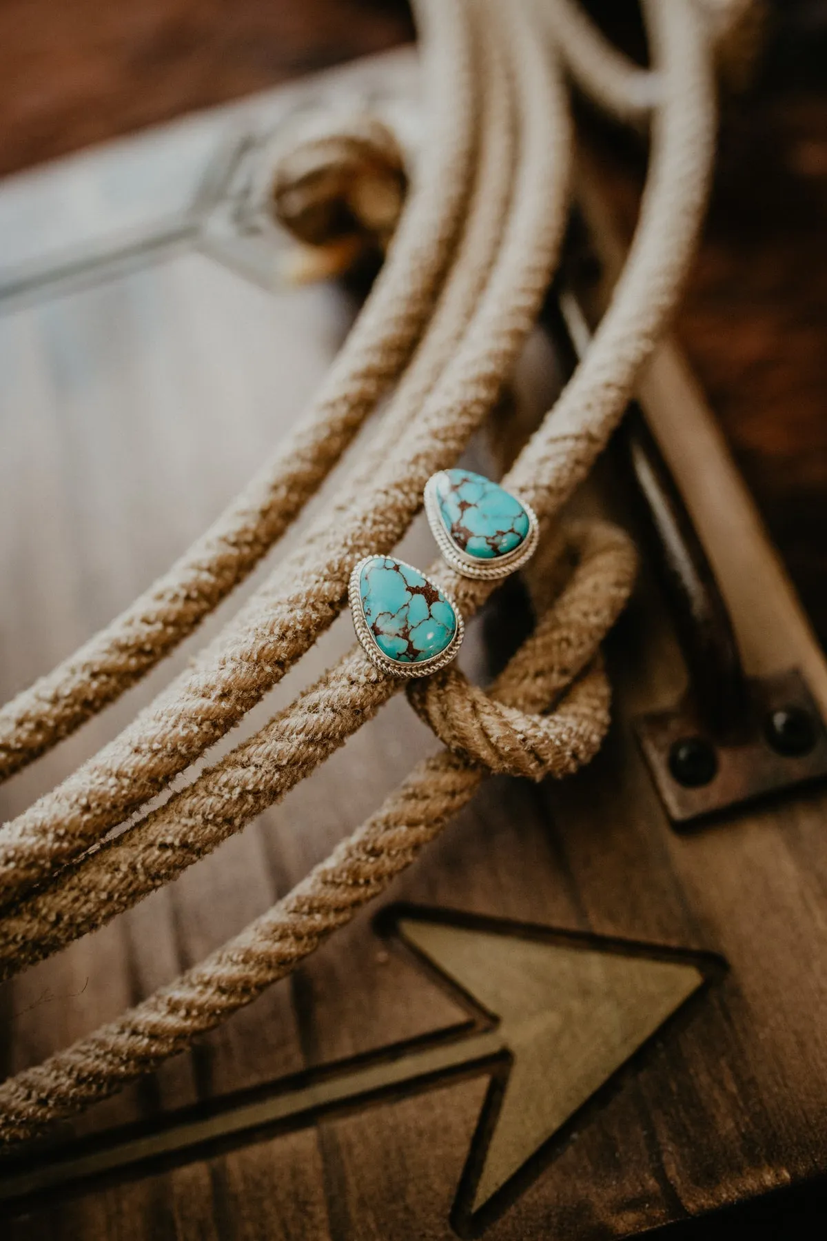 'High Gate' Statement Genuine Turquoise Stud Earrings