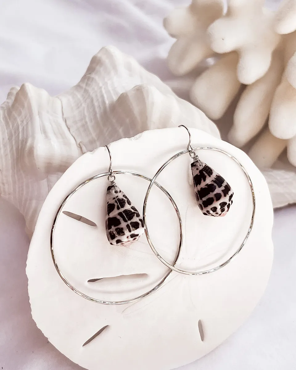 Hoop Earrings with Hebrew Black and White Shell, Asstd