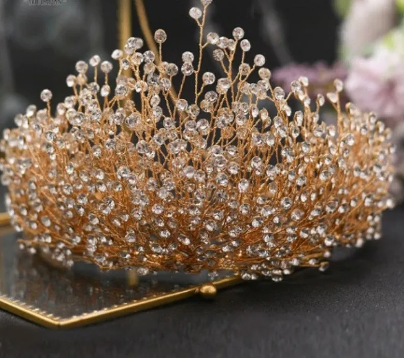 HP-0021 l Large Crystal Rhinestone Flower Brooch Brooches SILVER l GOLD l Bridal l Bridesmaids l Hair Comb