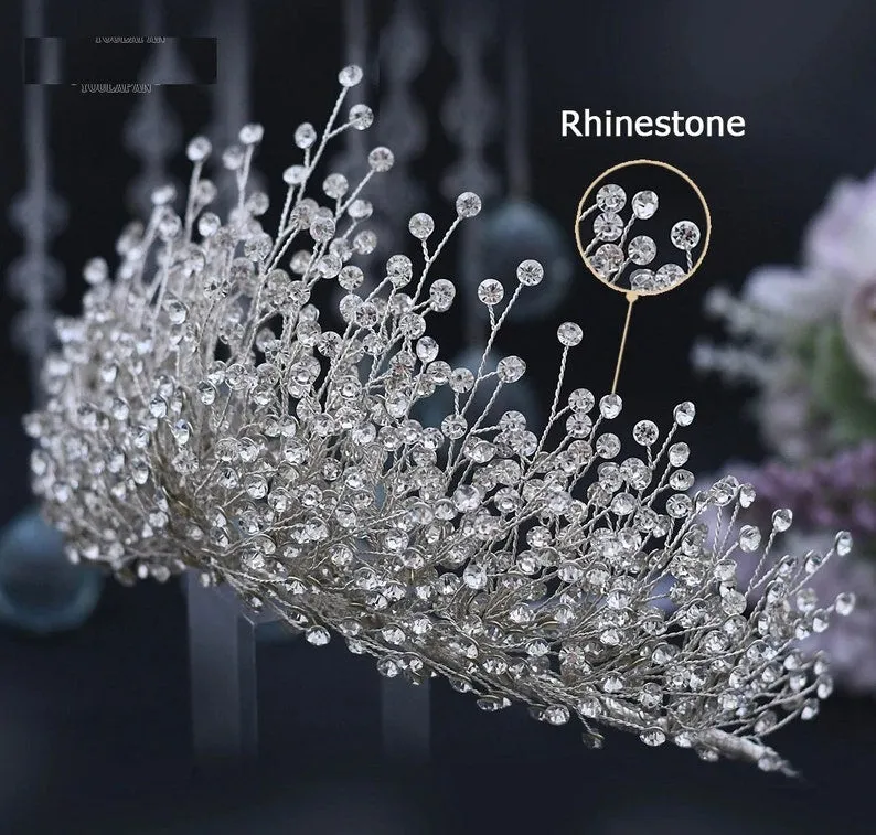 HP-0021 l Large Crystal Rhinestone Flower Brooch Brooches SILVER l GOLD l Bridal l Bridesmaids l Hair Comb