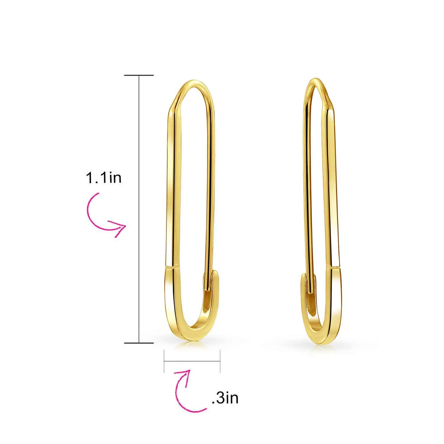 Inspirational Safety Pin Dangle Earrings for Displaced People 14K Gold Plated Silver