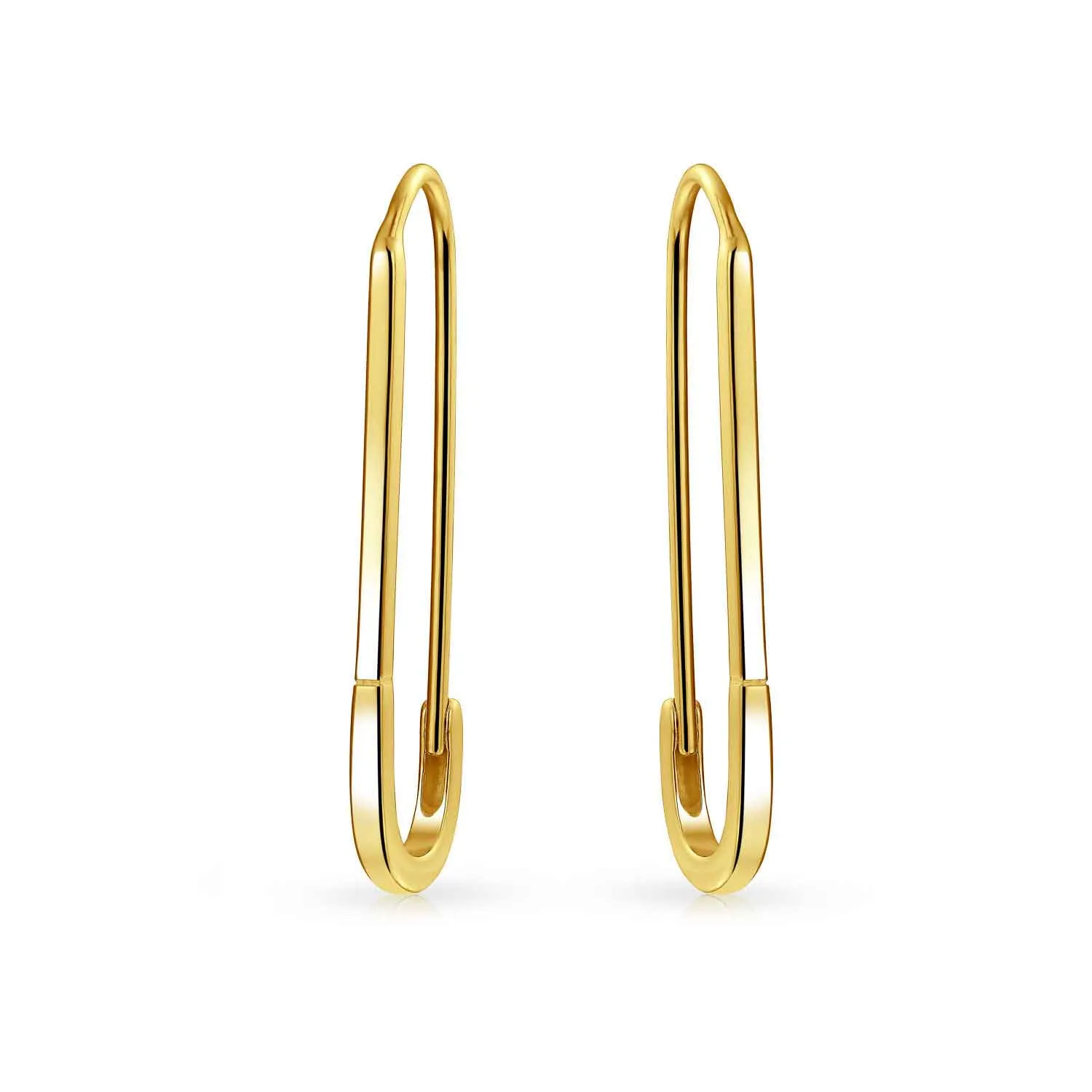 Inspirational Safety Pin Dangle Earrings for Displaced People 14K Gold Plated Silver