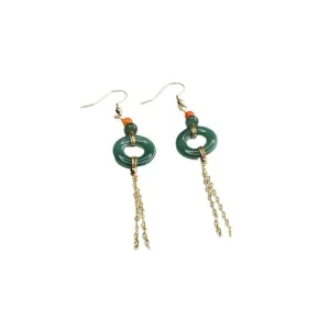 Jade Tassel Earrings with Sterling Silver Hooks