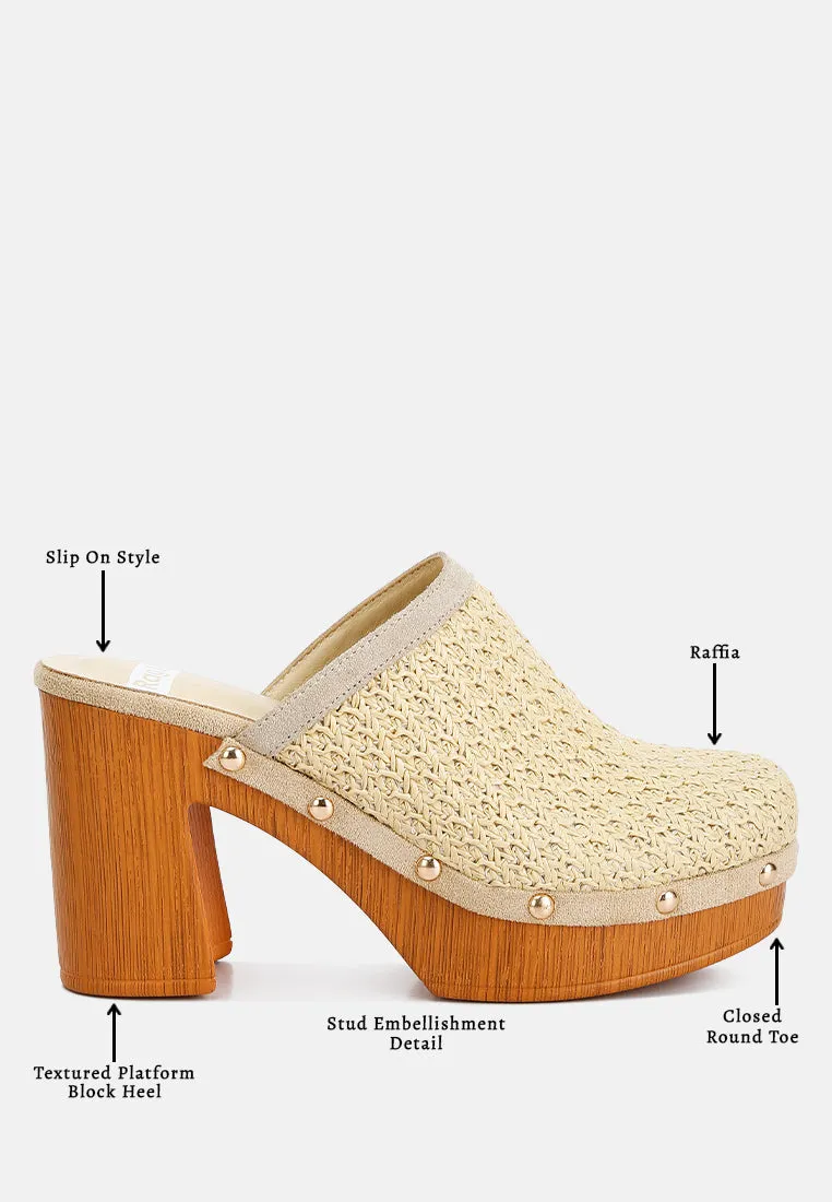 Jeydena Raffia Platform Clogs In Natural