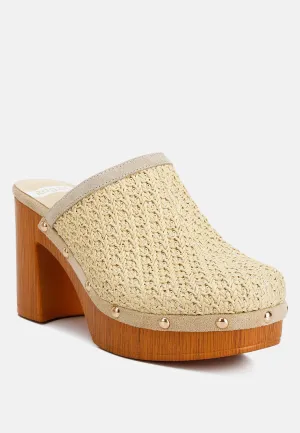 Jeydena Raffia Platform Clogs In Natural