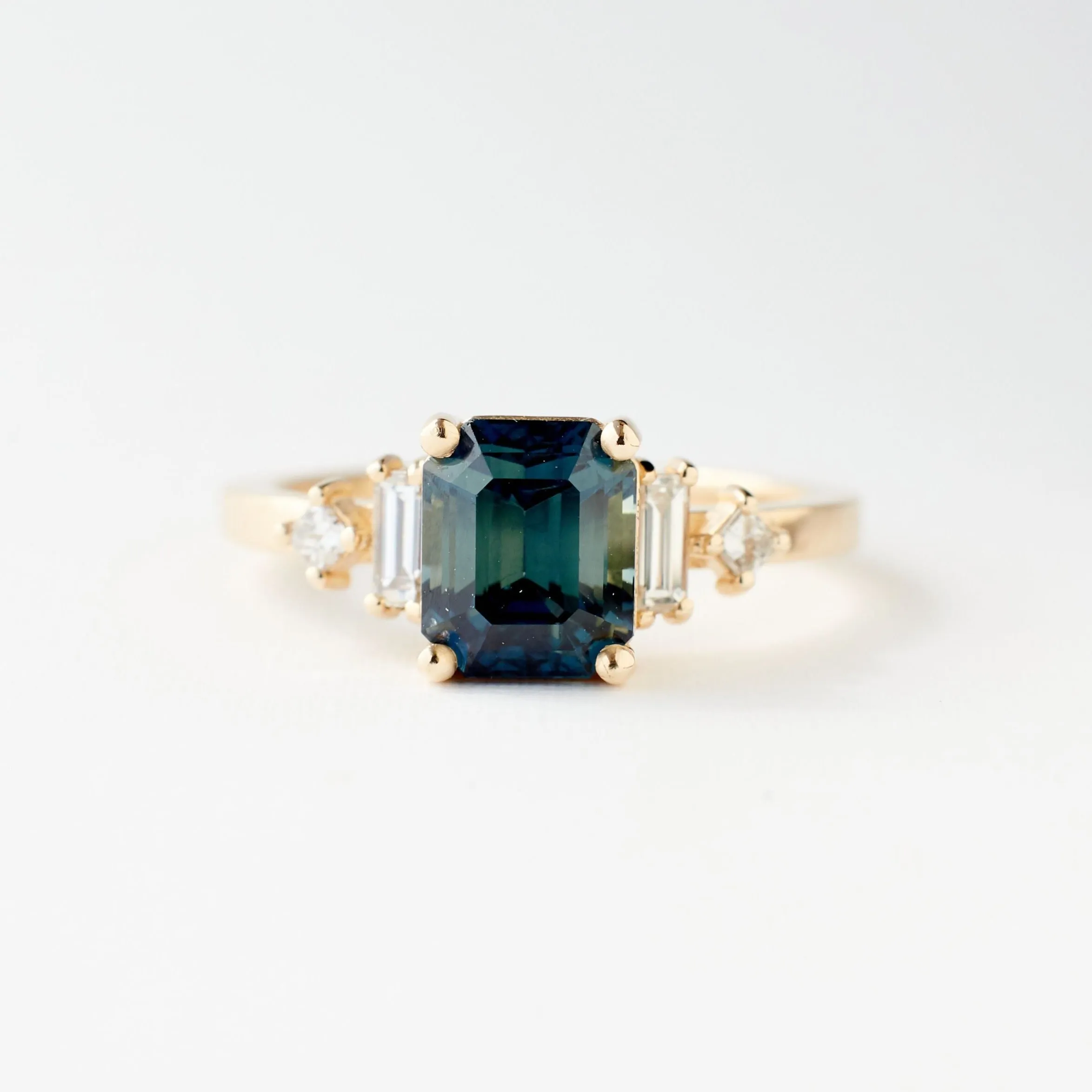 Josie Ring - 2.32  Carat Blue Green Emerald Cut Sapphire