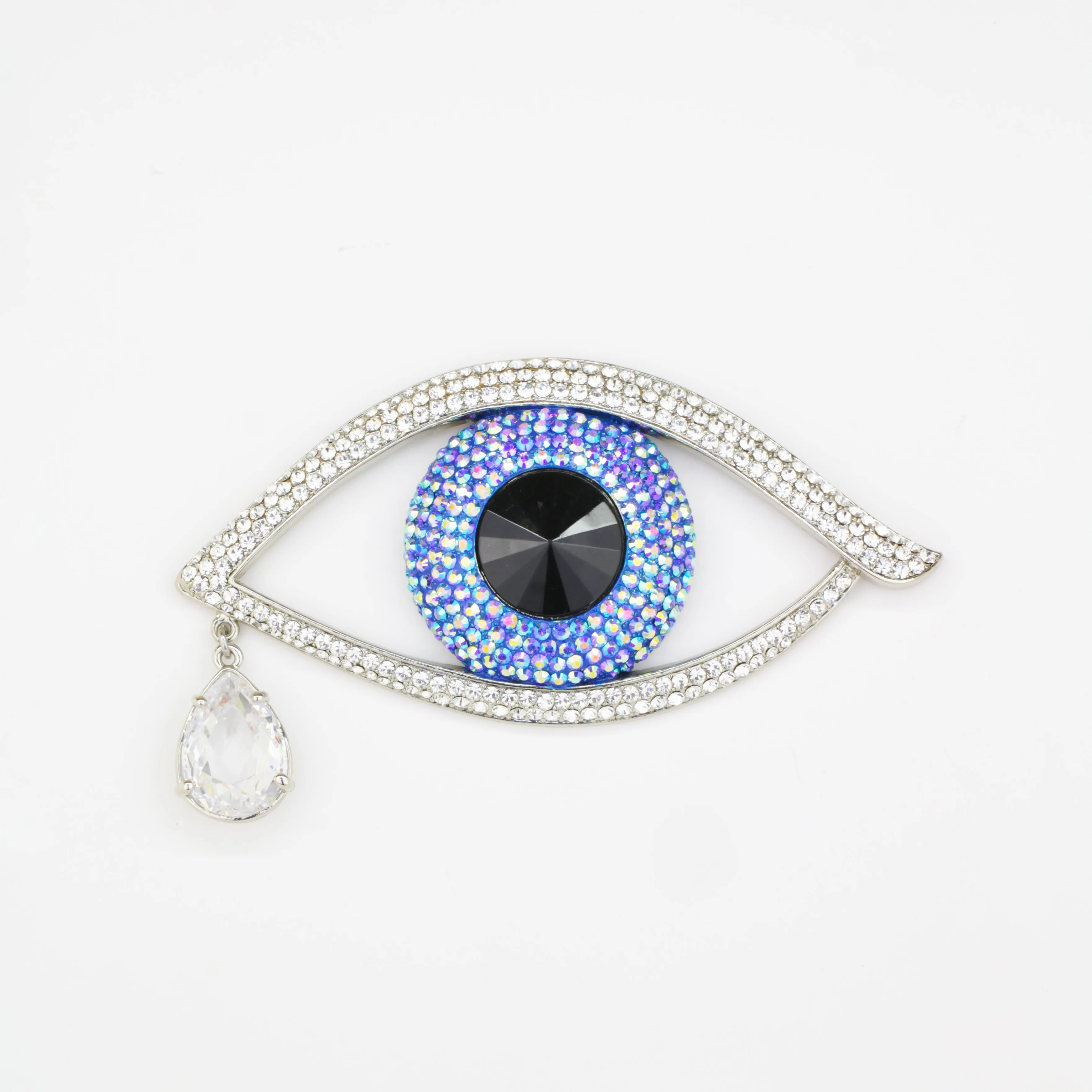 Large Crystal Eye with Tear Drop Brooch