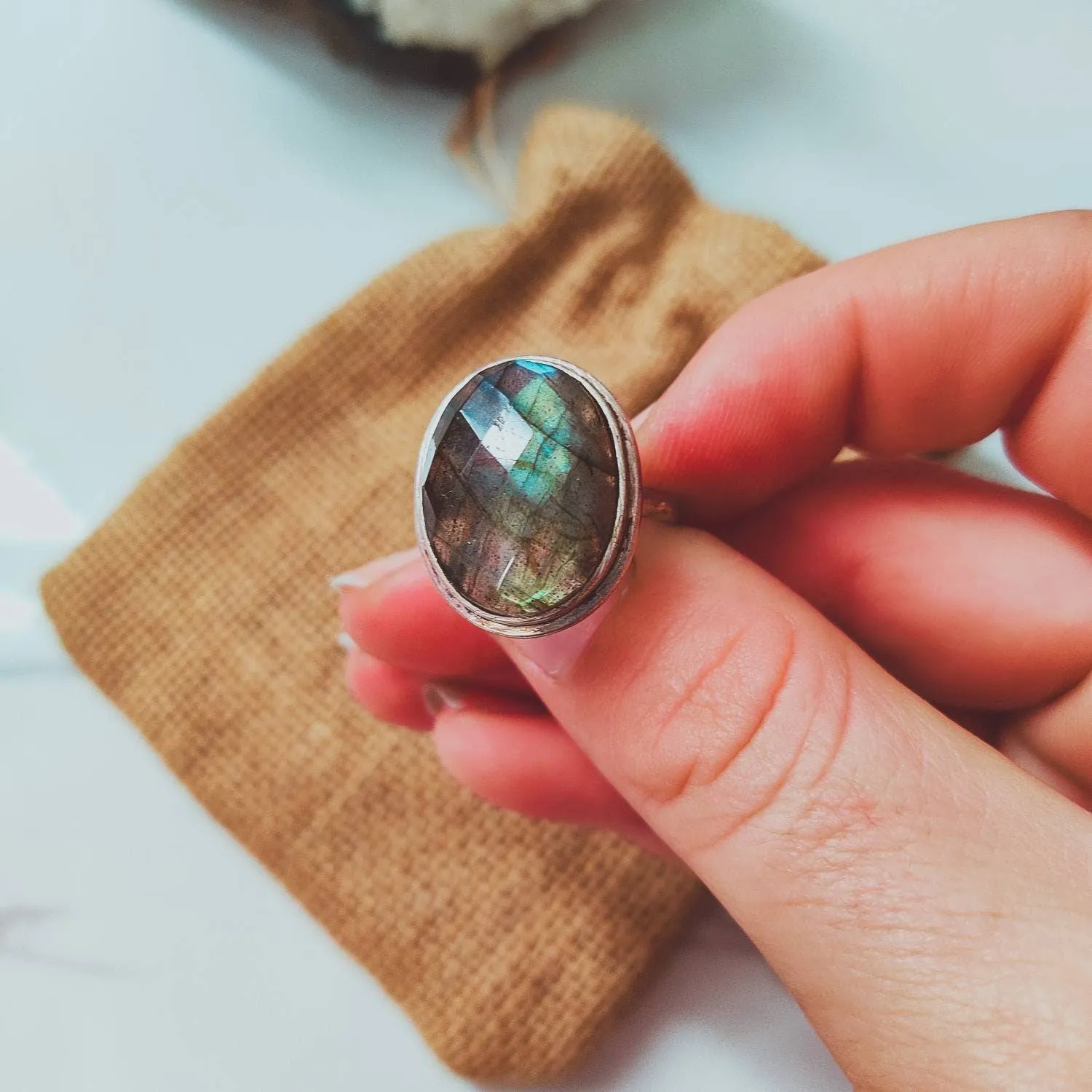 Large Labradorite Mineral Statement Ring