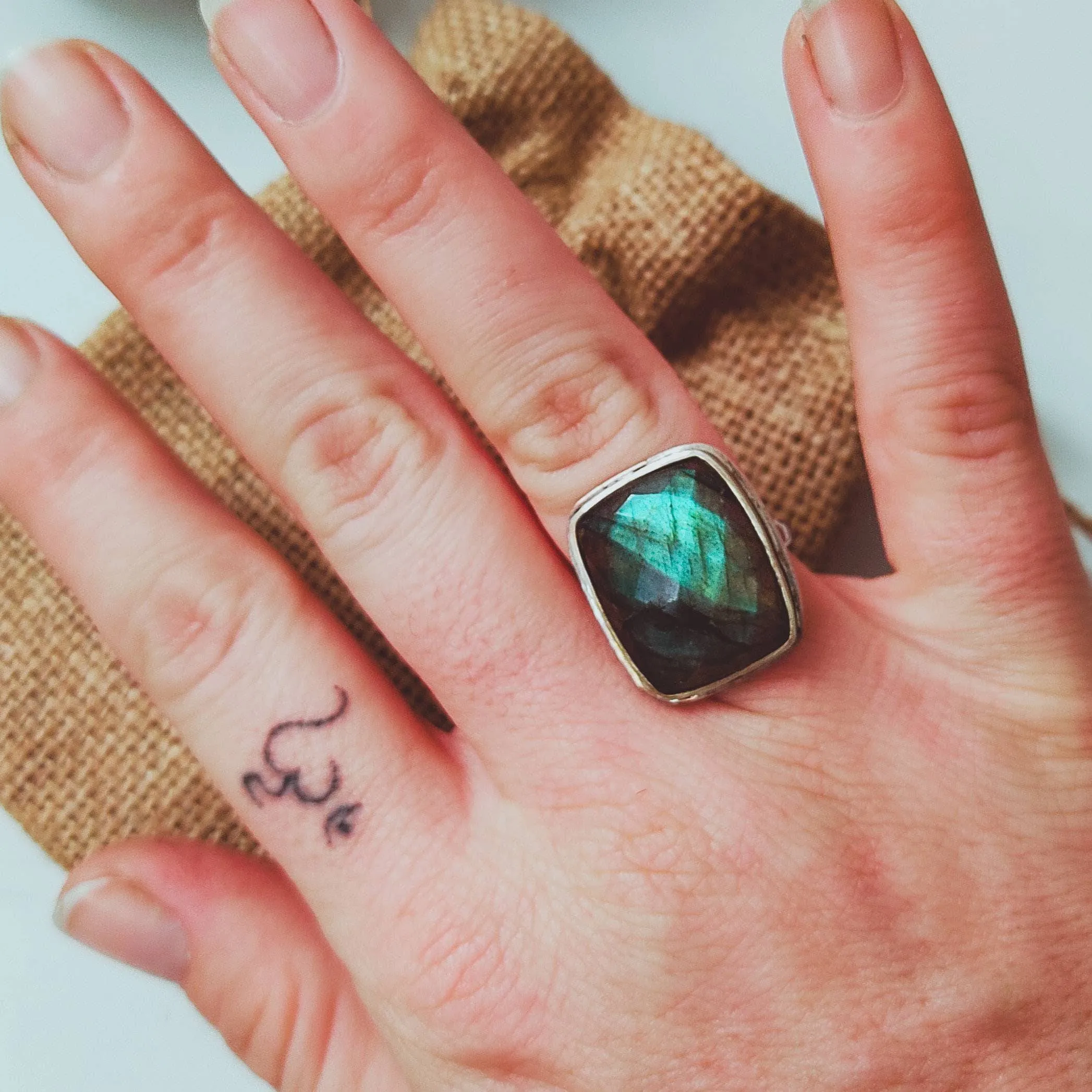 Large Labradorite Mineral Statement Ring