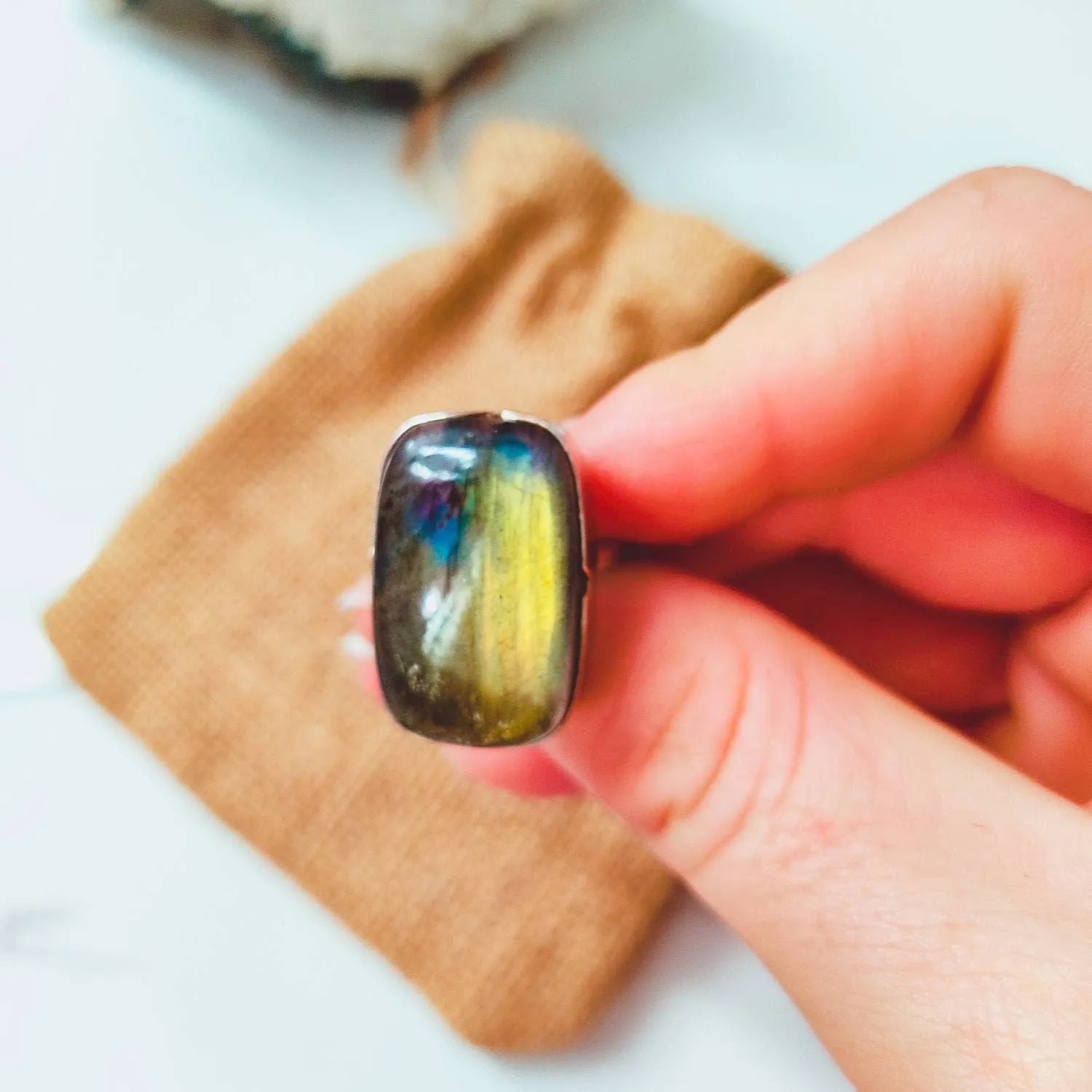 Large Labradorite Mineral Statement Ring