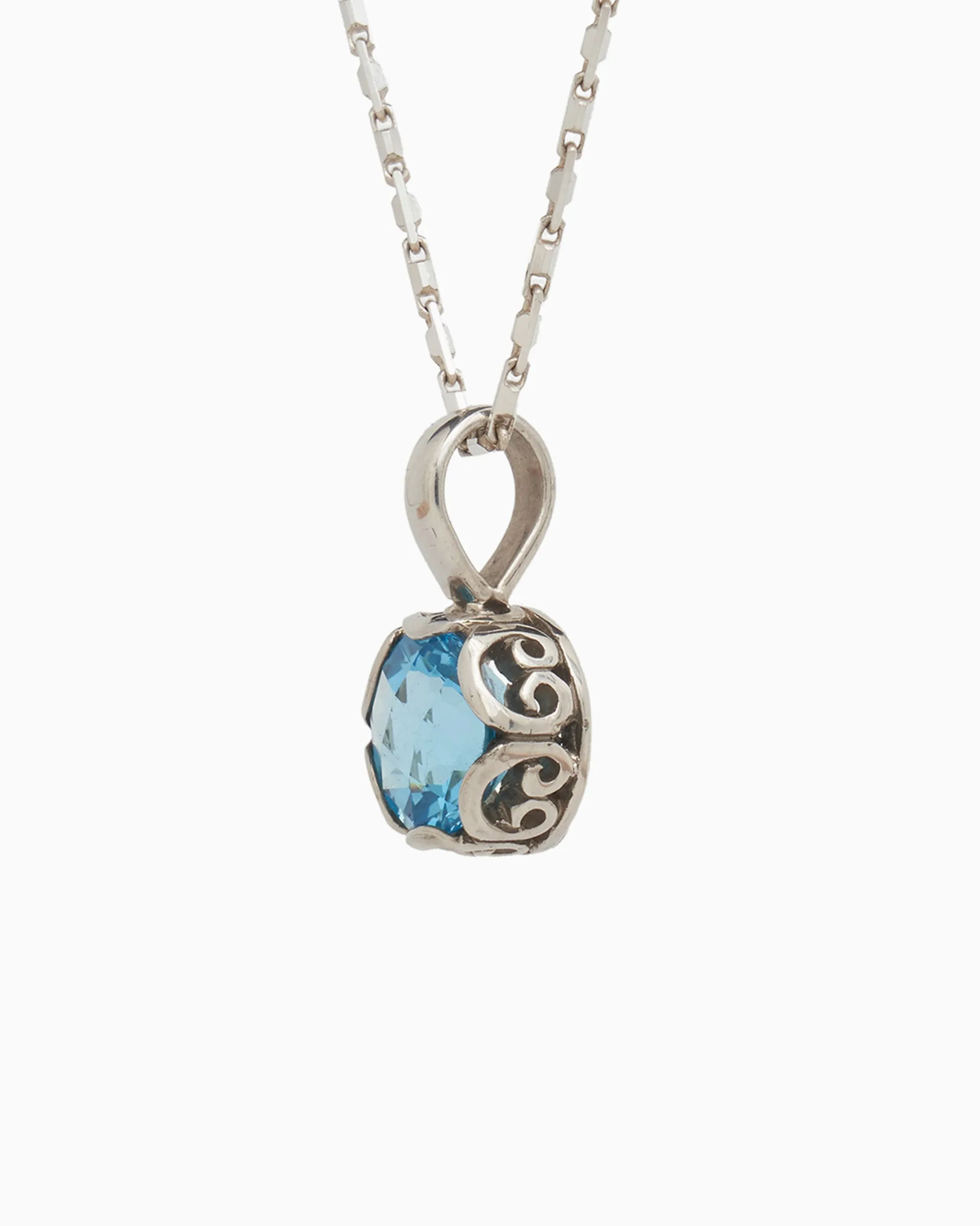 Large Princess Petroglyph Stone Pendant - Hampton Blue Topaz