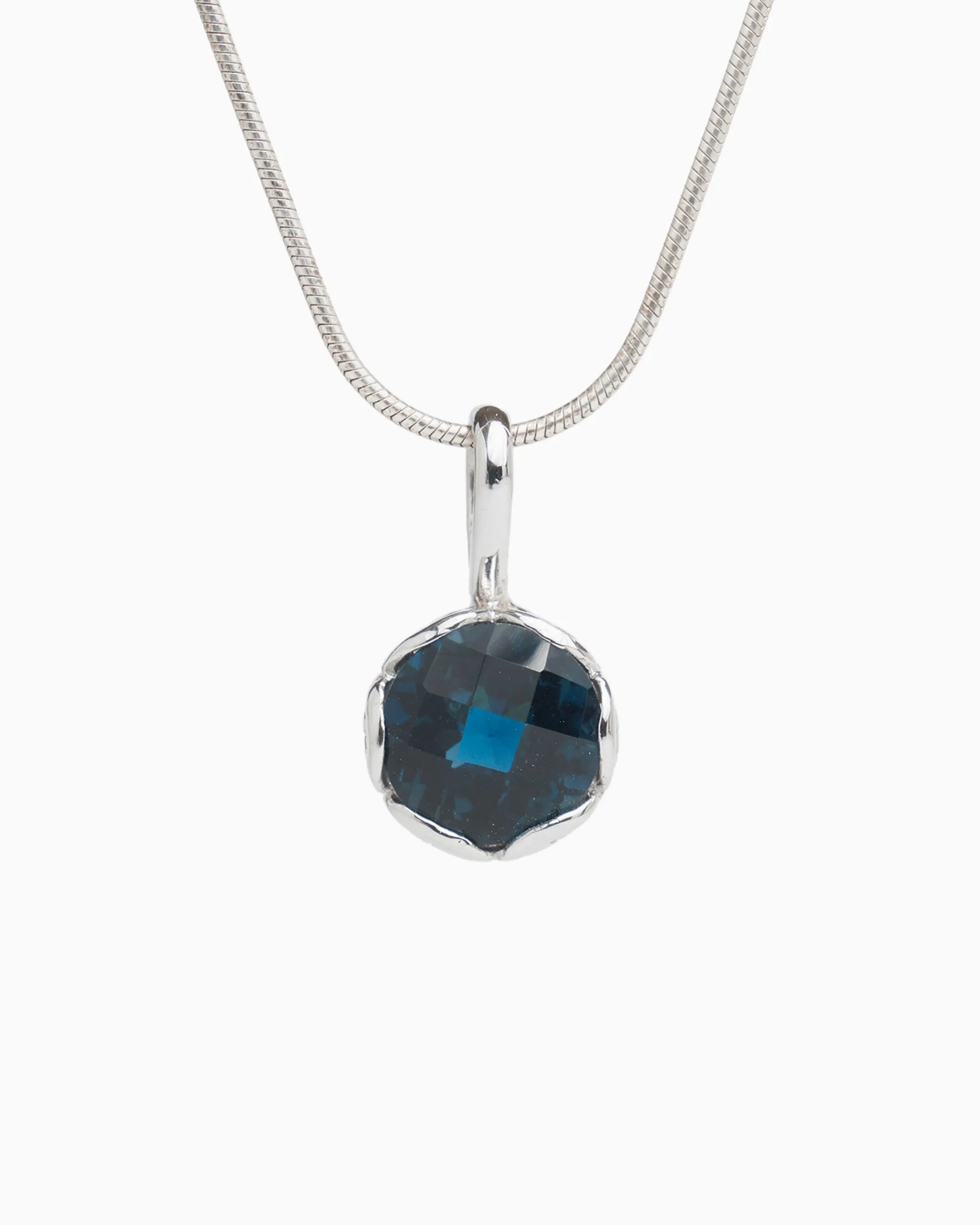 Large Princess Petroglyph Stone Pendant - London Blue Topaz