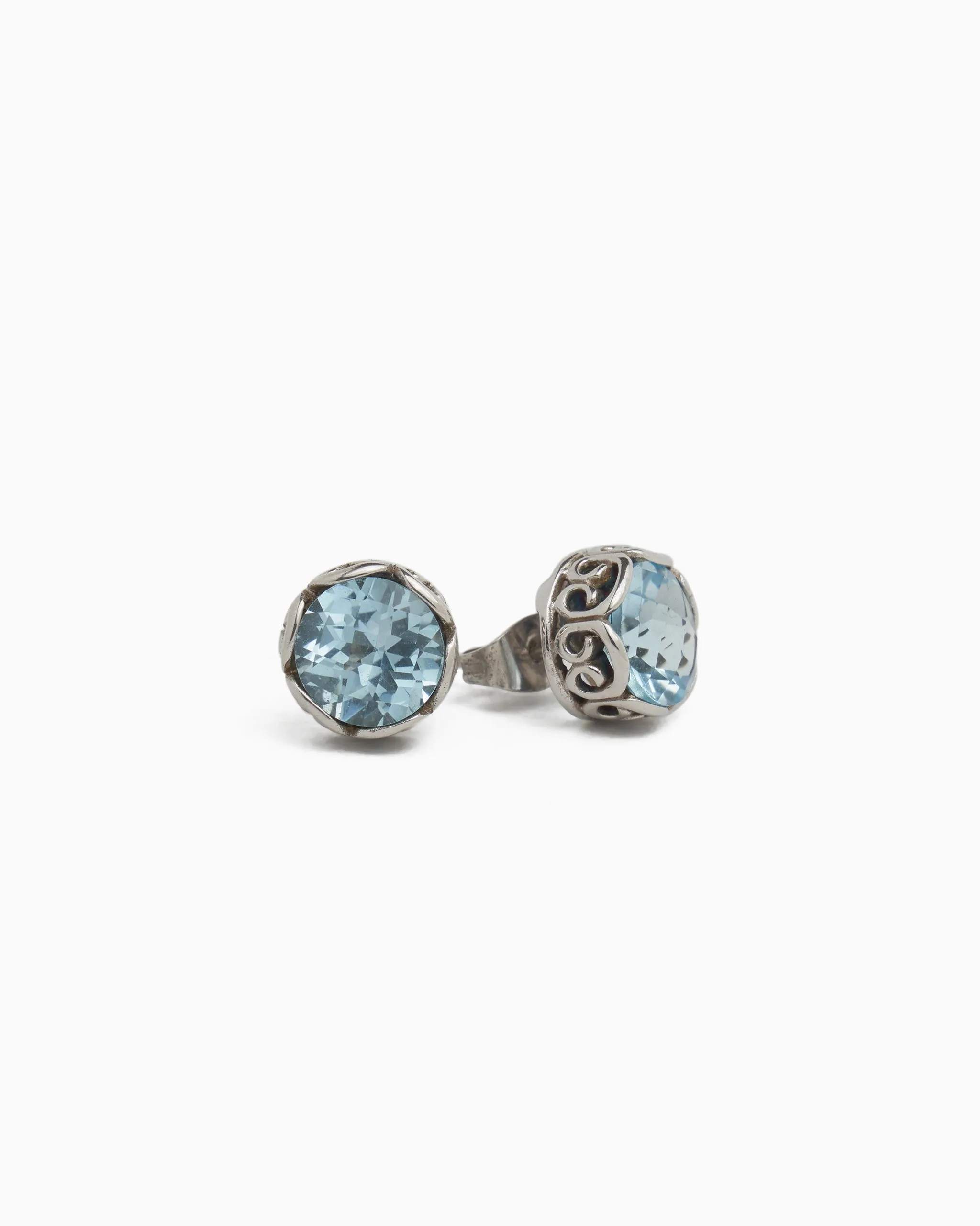 Large Princess Petroglyph Stone Studs - Blue Topaz