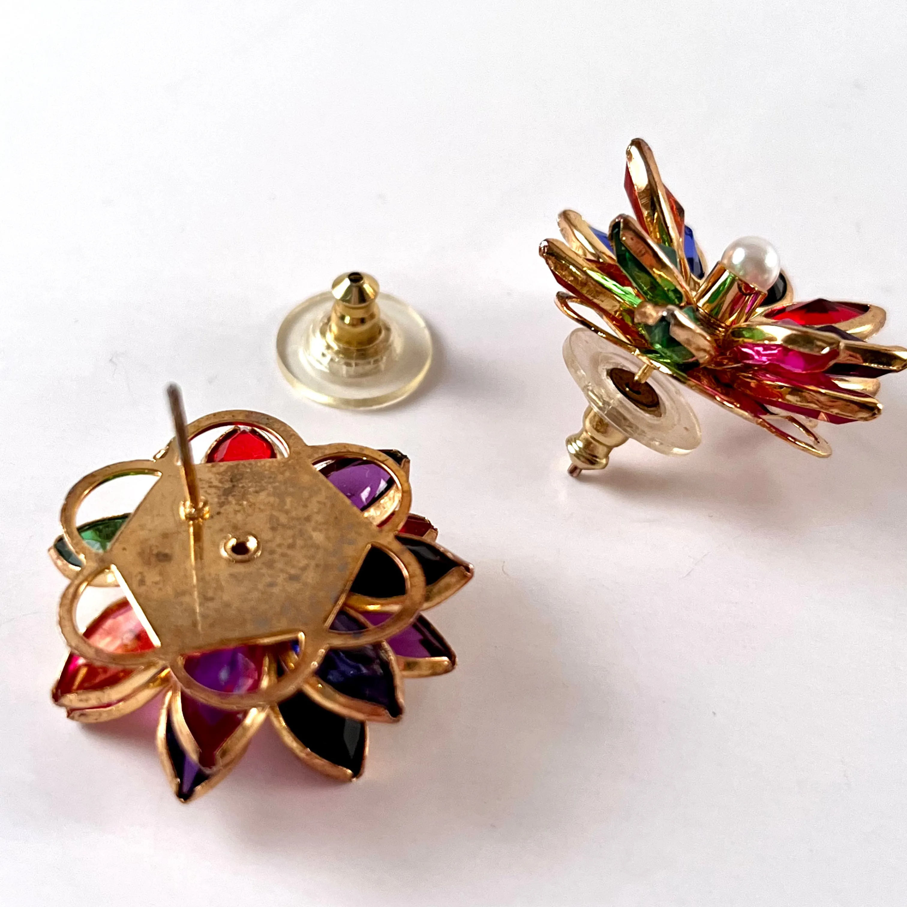 Late 70s/ Early 80s Multi-Color Flower Earrings