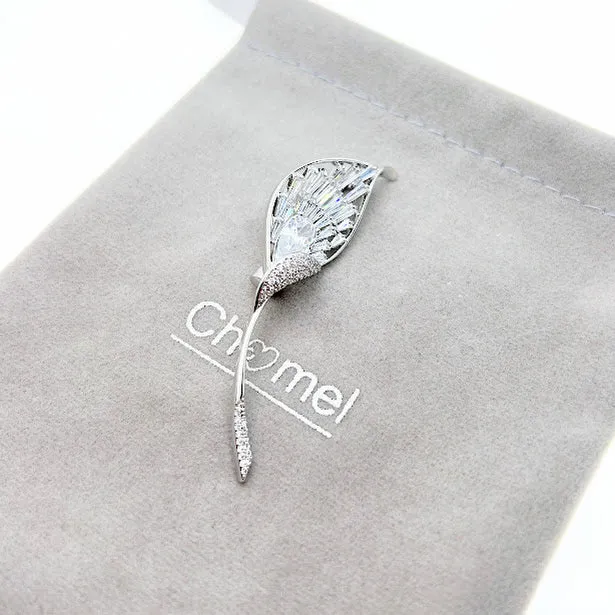 Leaf Cubic Zirconia Brooch