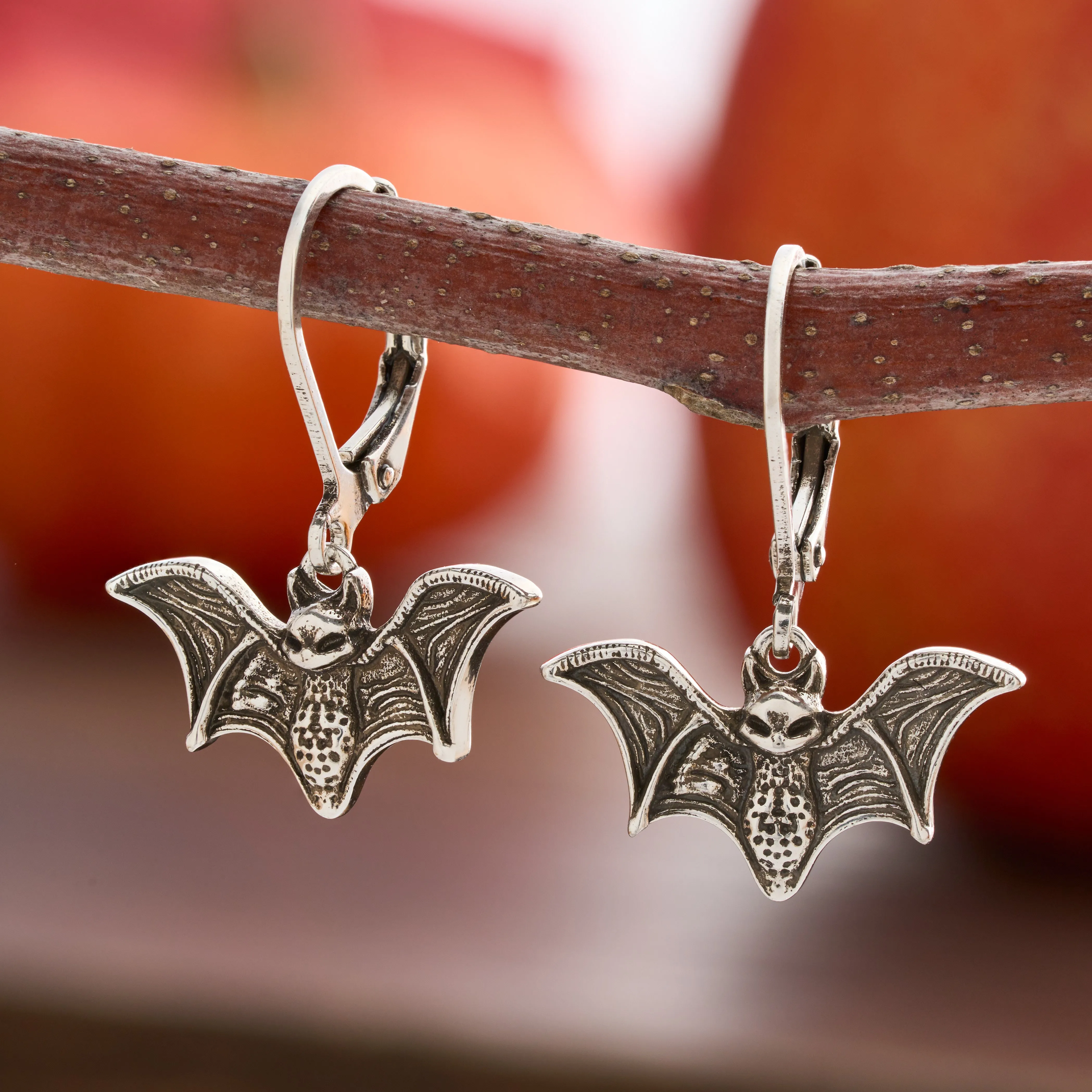 Leverback Vintage Bat Earrings