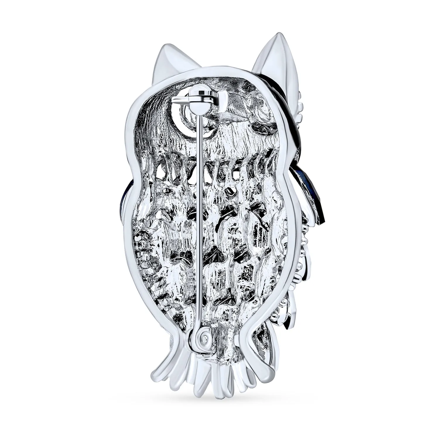 Lucky Large Fashion 3D Navy Blue Crystal Owl Brooche Pin for Scarves