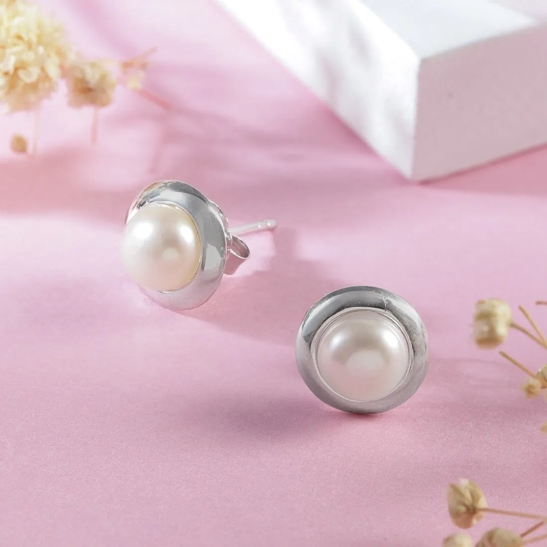 Lustrous Pearls Rhodium-Plated 925 Sterling Silver Earrings