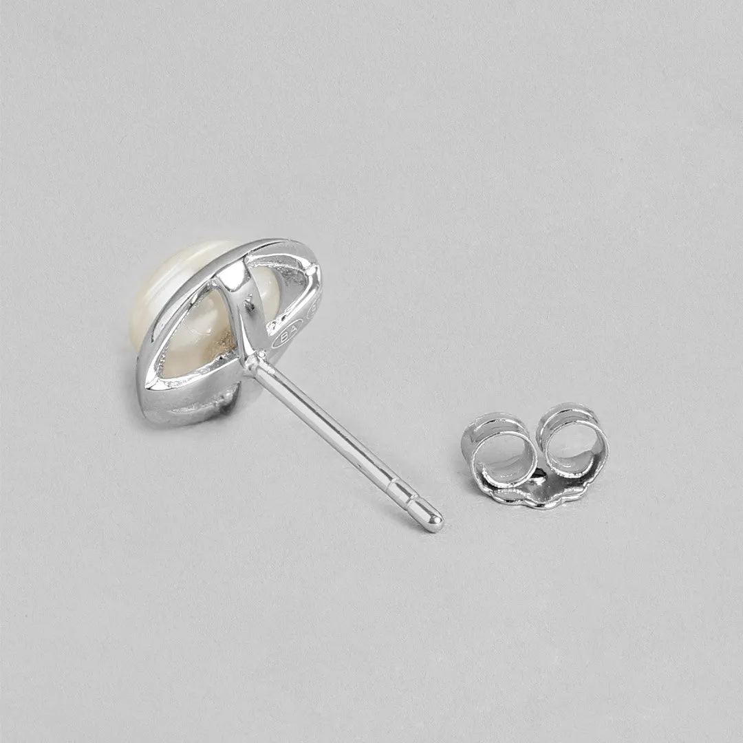 Lustrous Pearls Rhodium-Plated 925 Sterling Silver Earrings