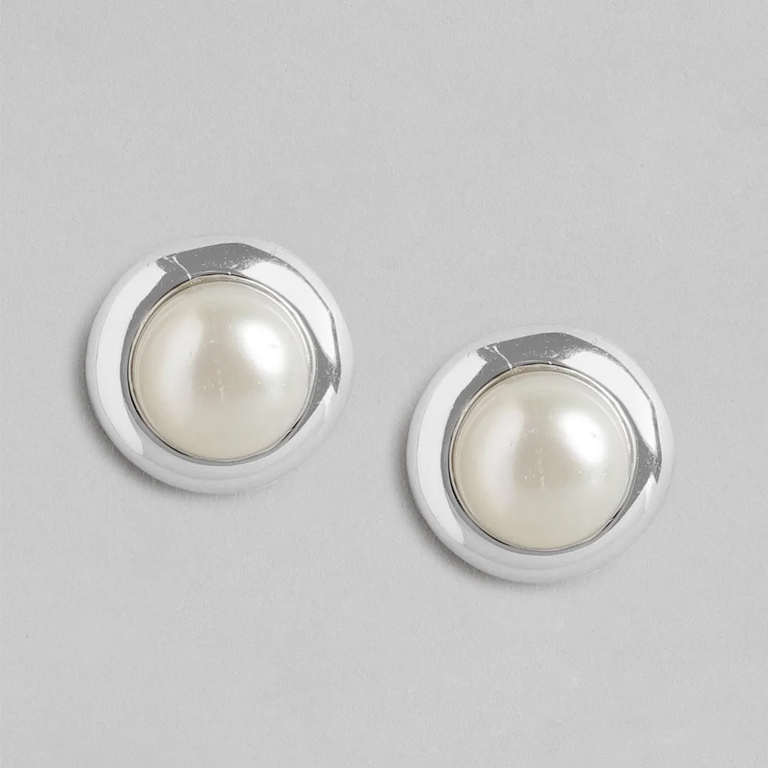 Lustrous Pearls Rhodium-Plated 925 Sterling Silver Earrings