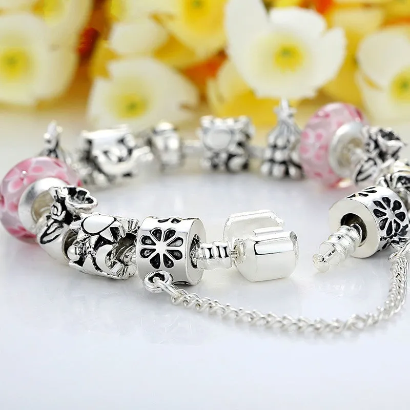 Luxury Christmas Series European Beads Bracelet for Women with Fashion Design Oxidation Heart Charms