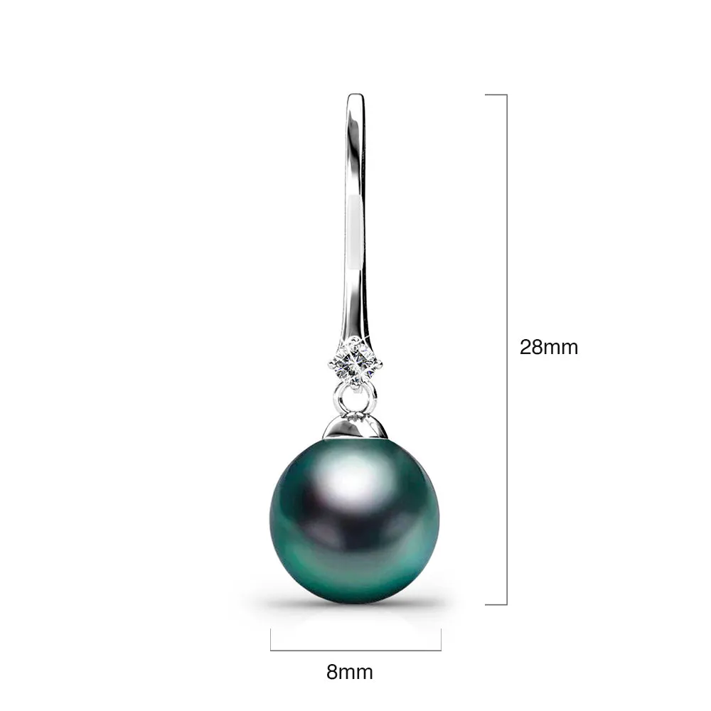 Magnificent Pearl Hook Earrings Embellished with SWAROVSKI crystals Iridescent Tahitian Look Pearls