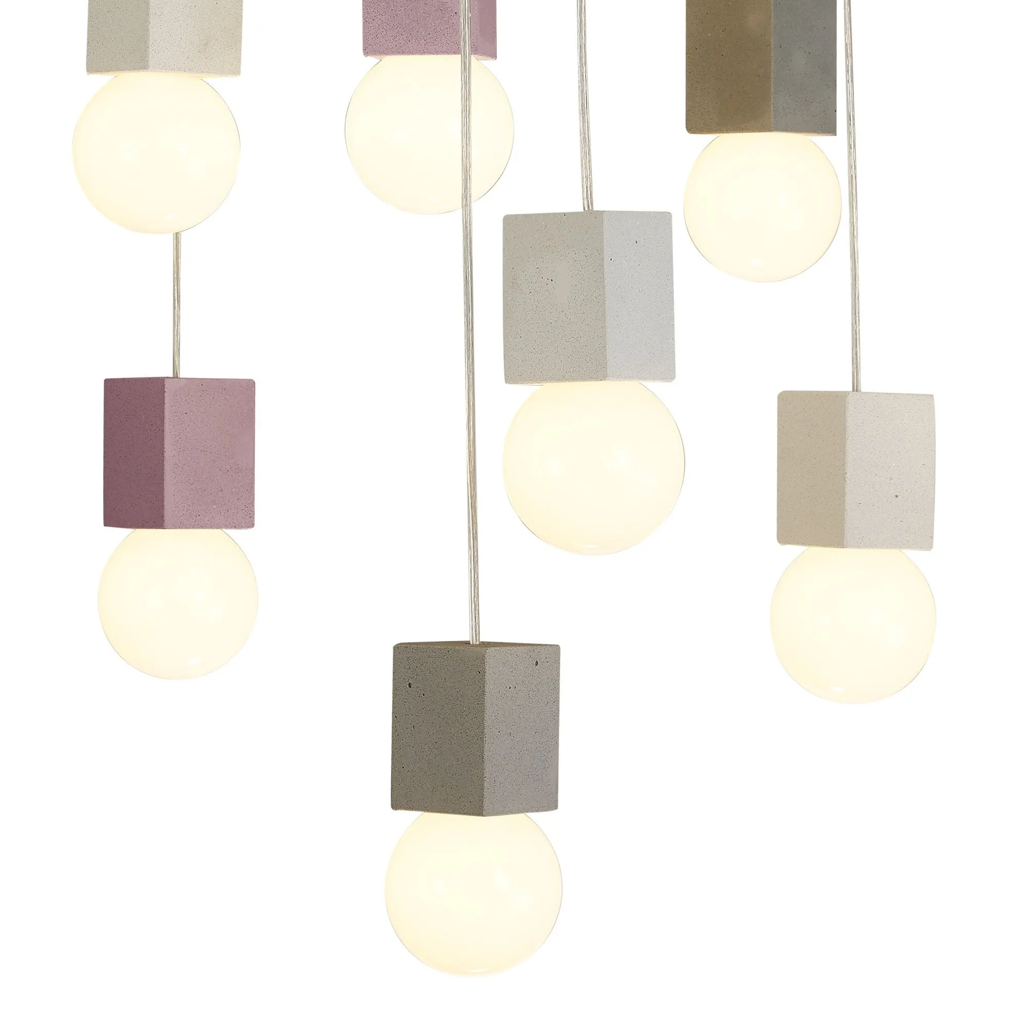 Mantra M7701 Galaxia Pendant Square 15 Light White / Grey / Red Cement