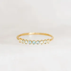 March Birthstone Ring 14k Gold - Ombre Blue Topaz