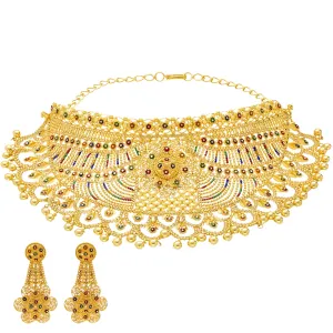 Meenakari Choker Set in 22K Yellow Gold (110.9gm)