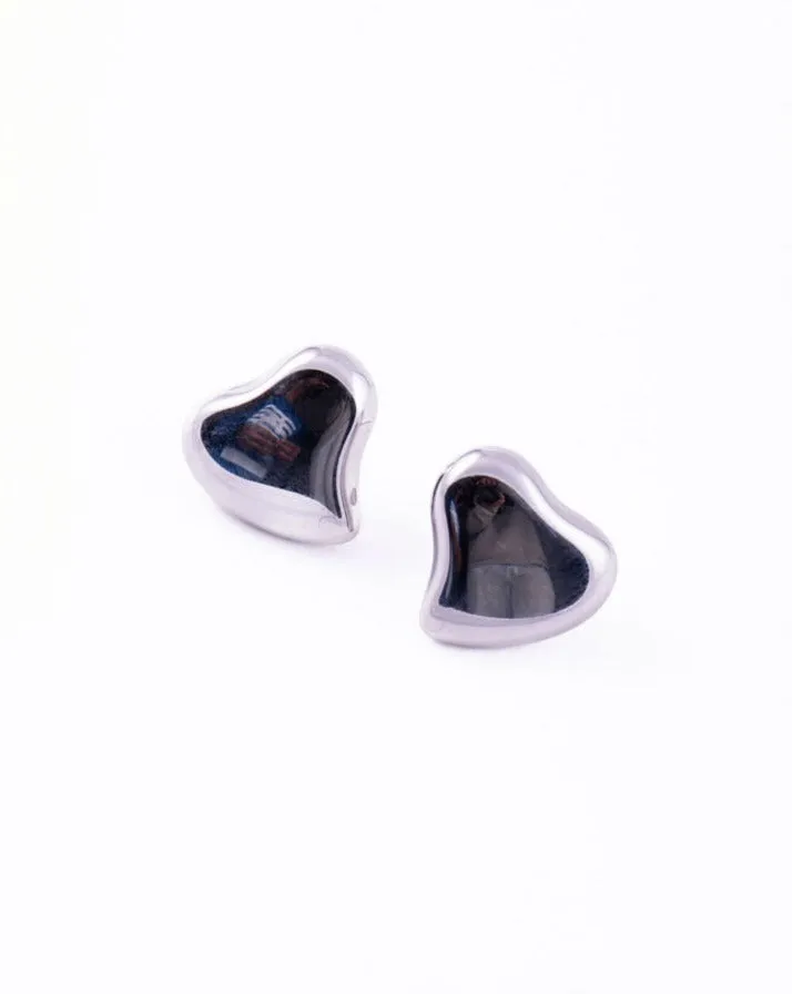 Meera Heart Studs In Silver