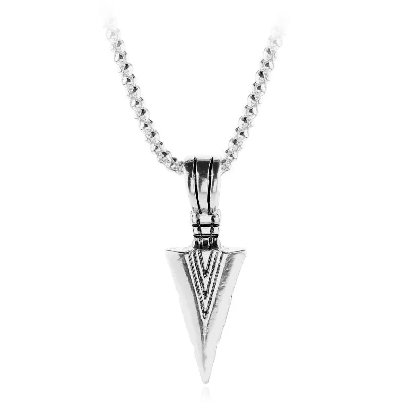 Men&#39;s Fashion Jewelry Black Gold Silver color Arrow Head Pendant Long Chain Necklaces mens necklaces Collier Femme ArrowHead