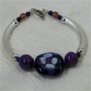 Midnight Blue Kazuri Bead Bangle Bracelet