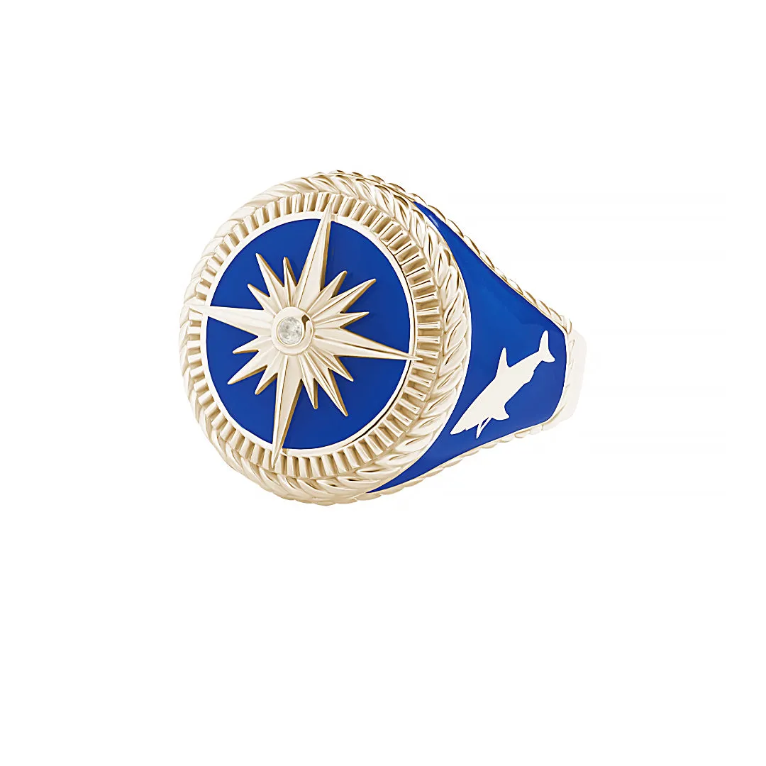 Ocean Compass Ring in Gold