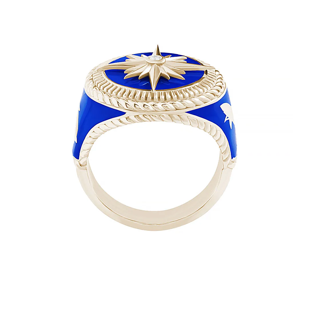 Ocean Compass Ring in Gold