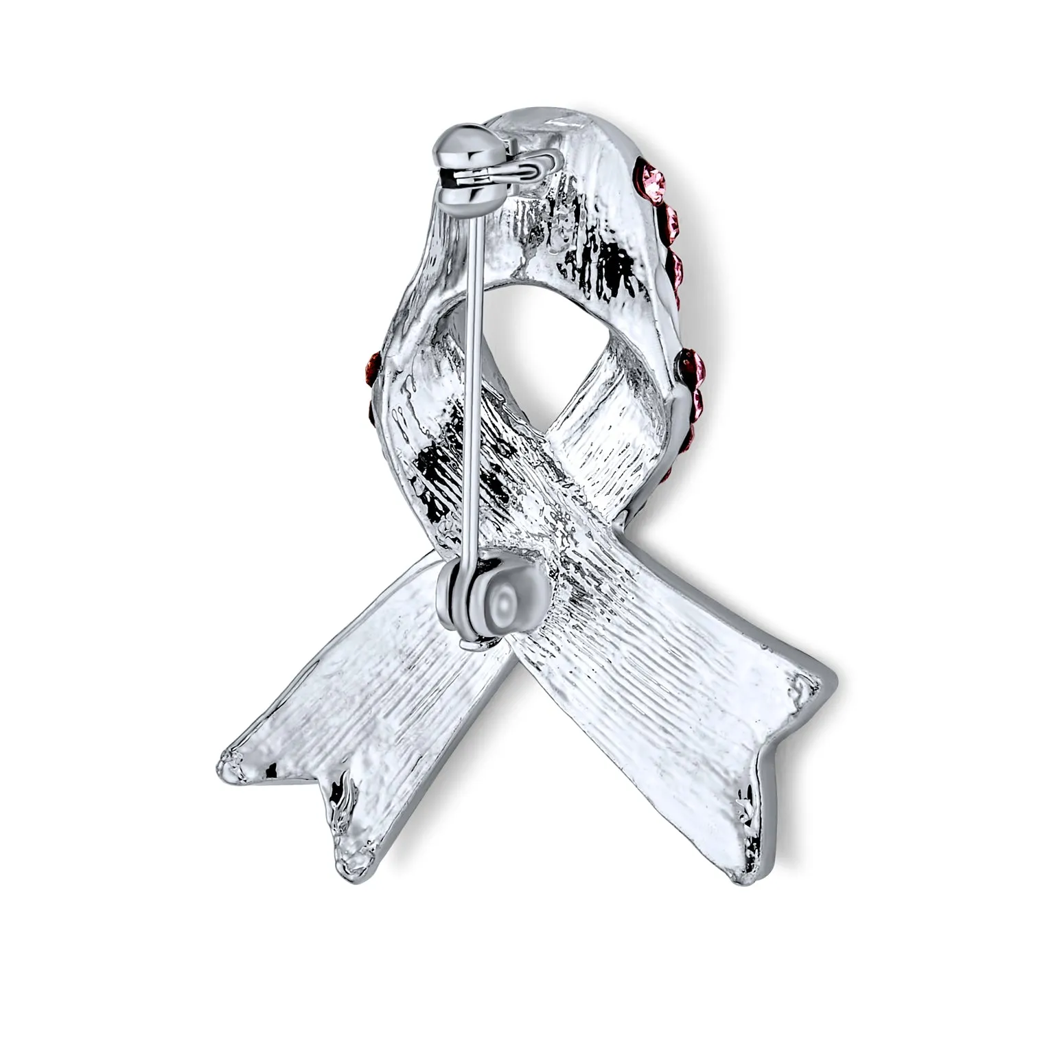 Open Heart Enamel Crystal Brooche Pin for Awareness Ribbons Silver Gold Plated